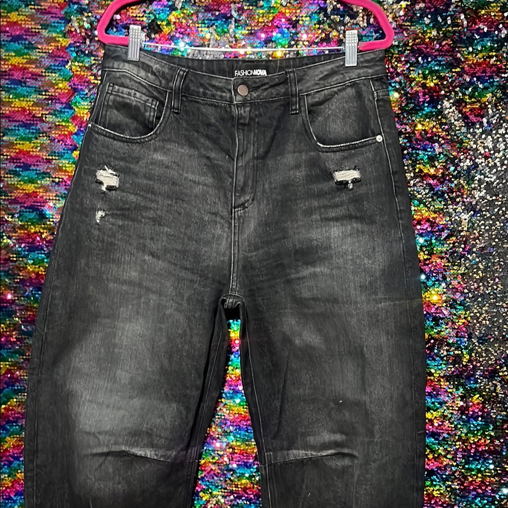 Y2K Fashion Nova Black Distressed Jeans